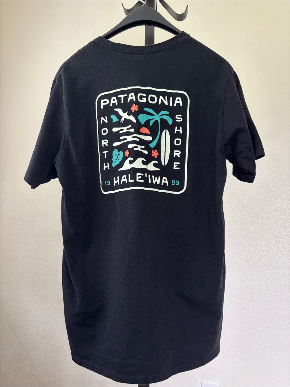 Patagonia Black Hale'iwa Surf Graphic Short Sleeve Tee